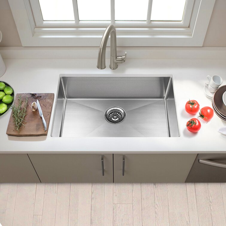 30-Inch Kitchen Sink, 18 Gauge Single Bowl Stainless Steel Sink